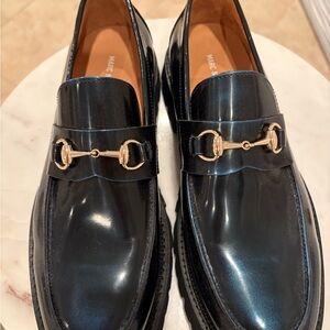 Men’s Marc Nolan Black Loafers with Gold Detailing